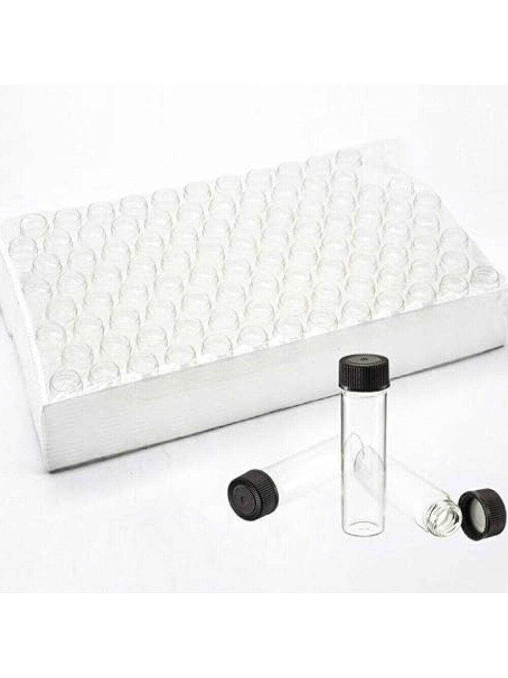 Pack of 100 Glass Vials with Black Phenolic Screw‎ Caps (4ml, Clear)
